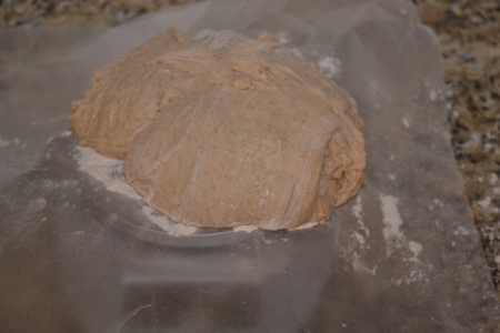 weighing bread dough