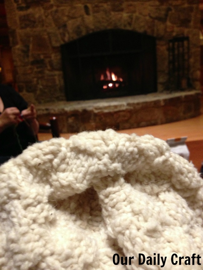 knitting by the fire