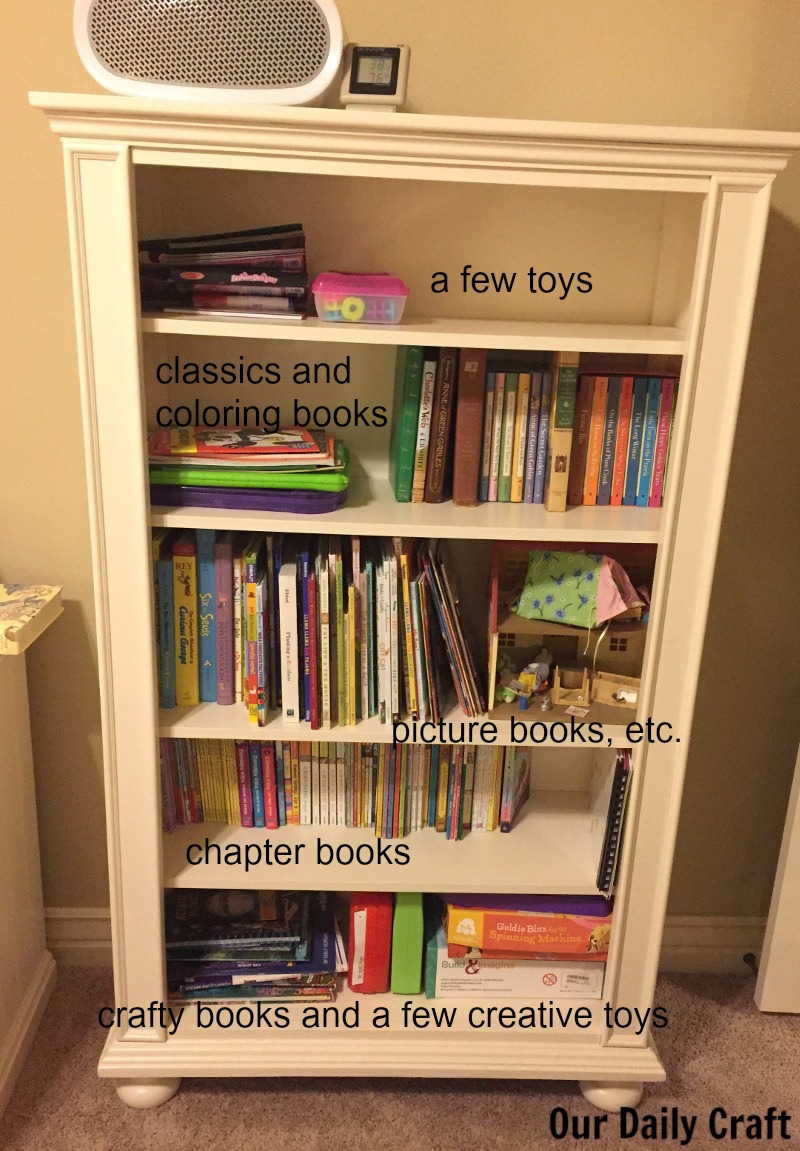 Tips for how to organize a child's bookshelf.