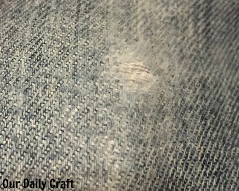 worn spot in my jeans needing mending