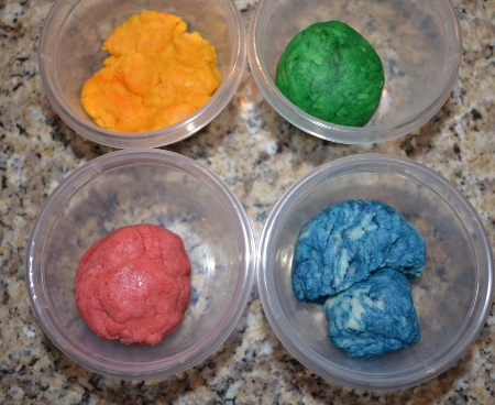 colored no cook playdough