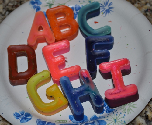 Found it on Pinterest: Recycled Alphabet Crayons