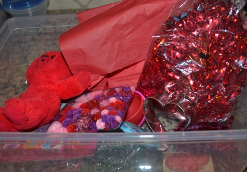 valentine sensory box supplies
