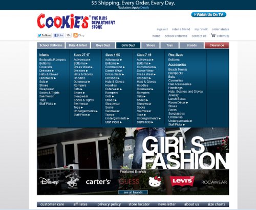 cookies kids girls section
