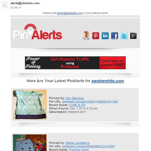 pin alerts emailed pinterest alerts