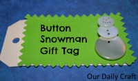 snowman button gift tag