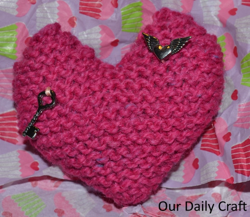 knit heart charms