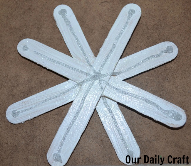 embellished craft stick snowflake