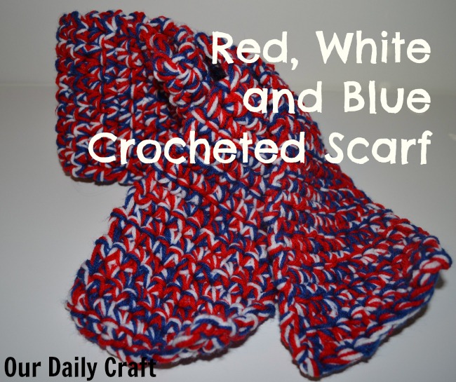 Red, White and Blue Crocheted Scarf {Iron Craft Challenge}