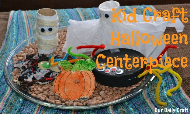 Gather your kid's Halloween crafts into a cute display.