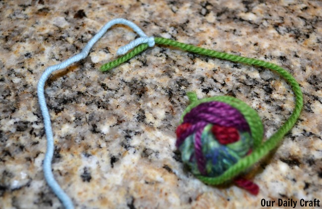making a magic ball out of leftover yarn