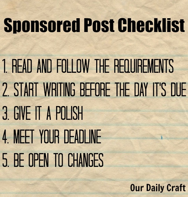 checklist for writing sponsored posts