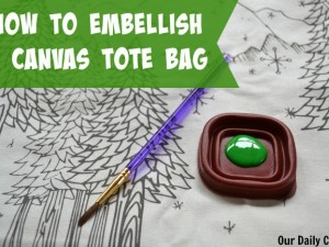 embellish a canvas tote bag