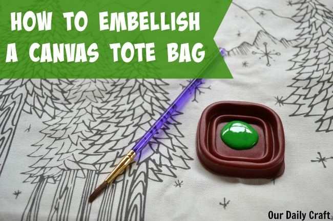 embellish a canvas tote bag