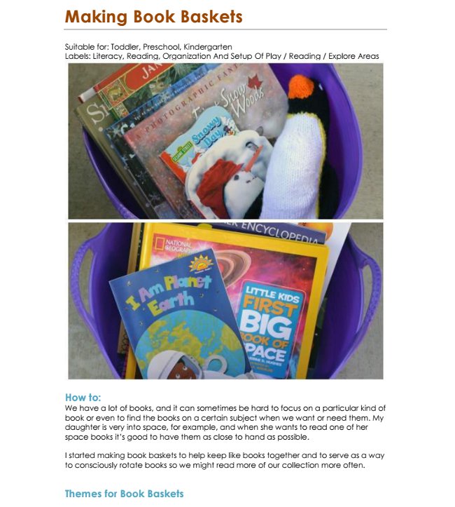 make a book basket for kids