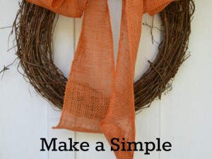 Make an easy burlap bow to decorate a wreath for fall.