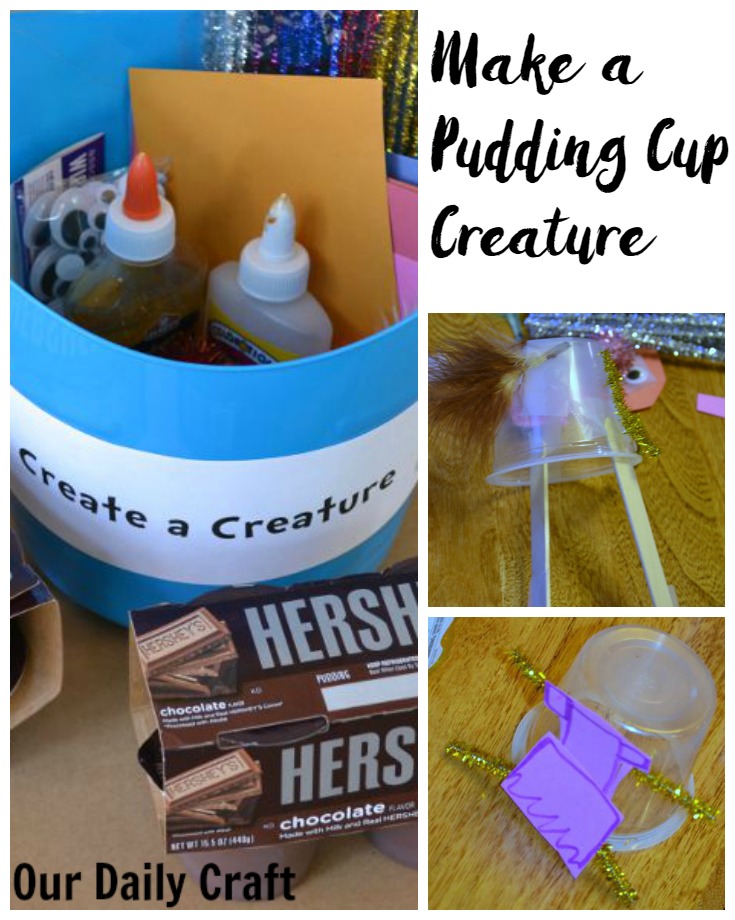 Make a pudding cup creature to upcycle plastic cups in a fun way.