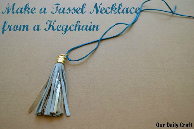 Turn a tassel keychain into an on-trend necklace in five minutes or less!