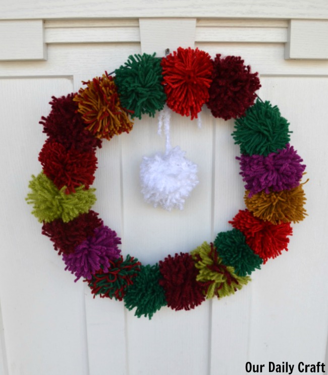 yarn pom pom wreath