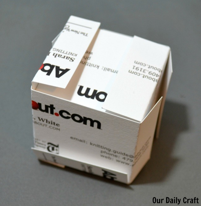 make a cube out of old business cards