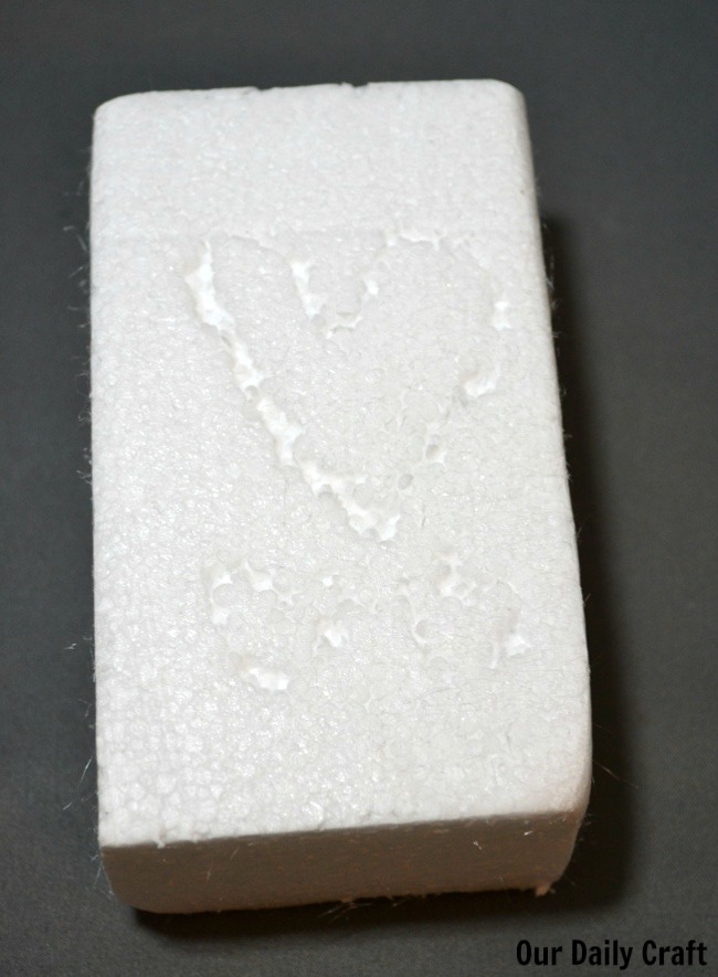 heart carved in foam