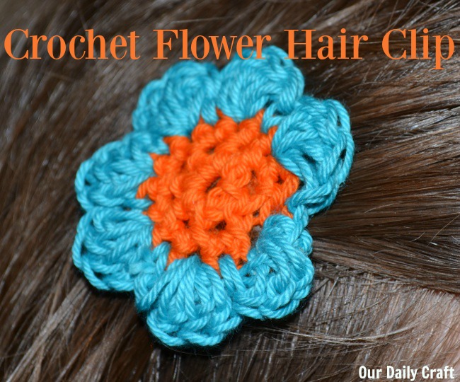 Crochet a simple flower and turn it into a hair clip. 