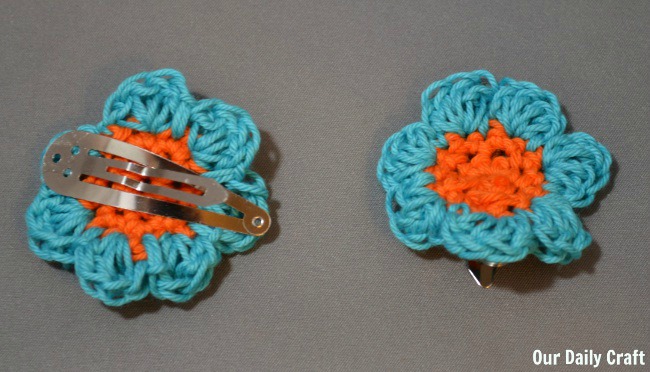 crocheted flower hair clips