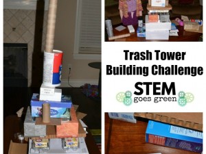 trash tower building STEM activity