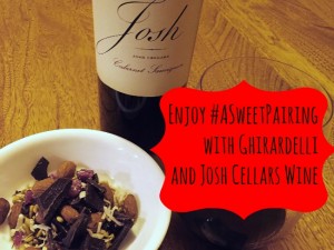 Make any day #ASweetPairing with dark chocolate snack mix and wine.