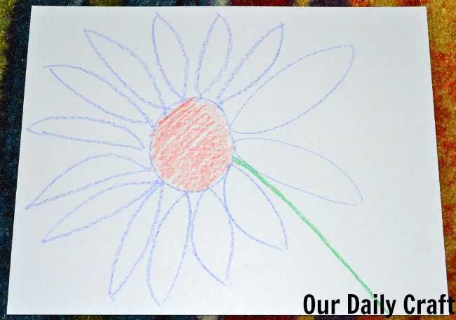 flower drawing crayon
