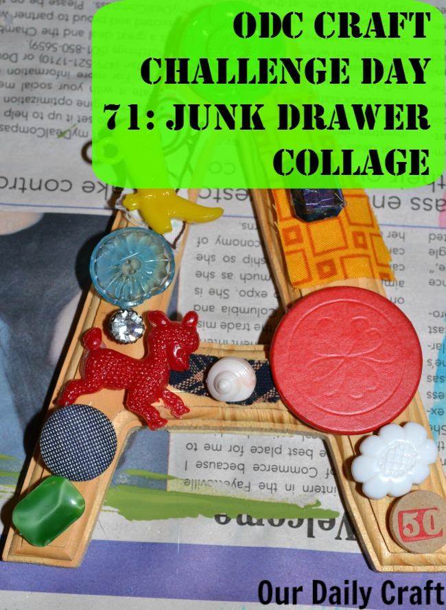 junke drawer collage is a great way to use up little leftover whatever from craft projects.