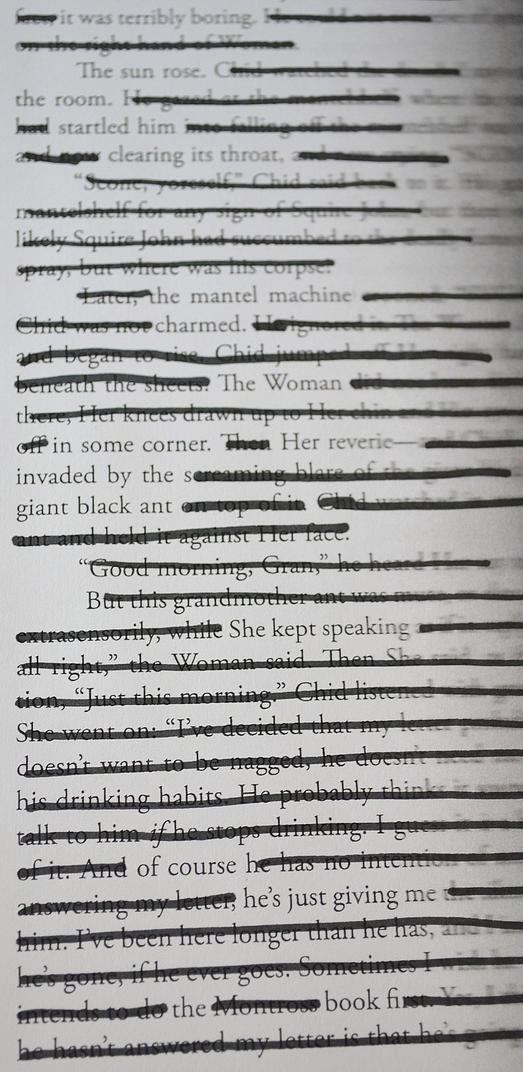 blackout poetry from a book page