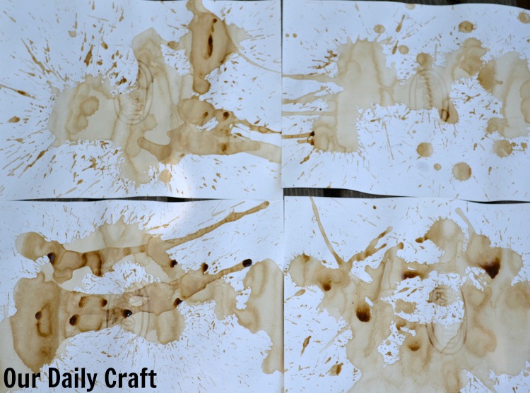 drying coffee stained paper