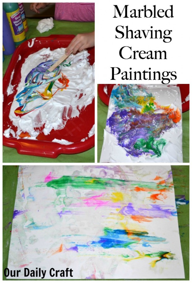 Marbled Paintings with Shaving Cream Our Daily Craft