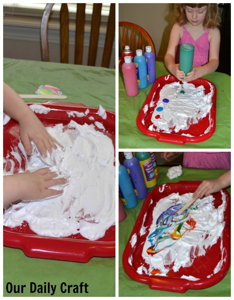 making marbled paintings with shaving cream