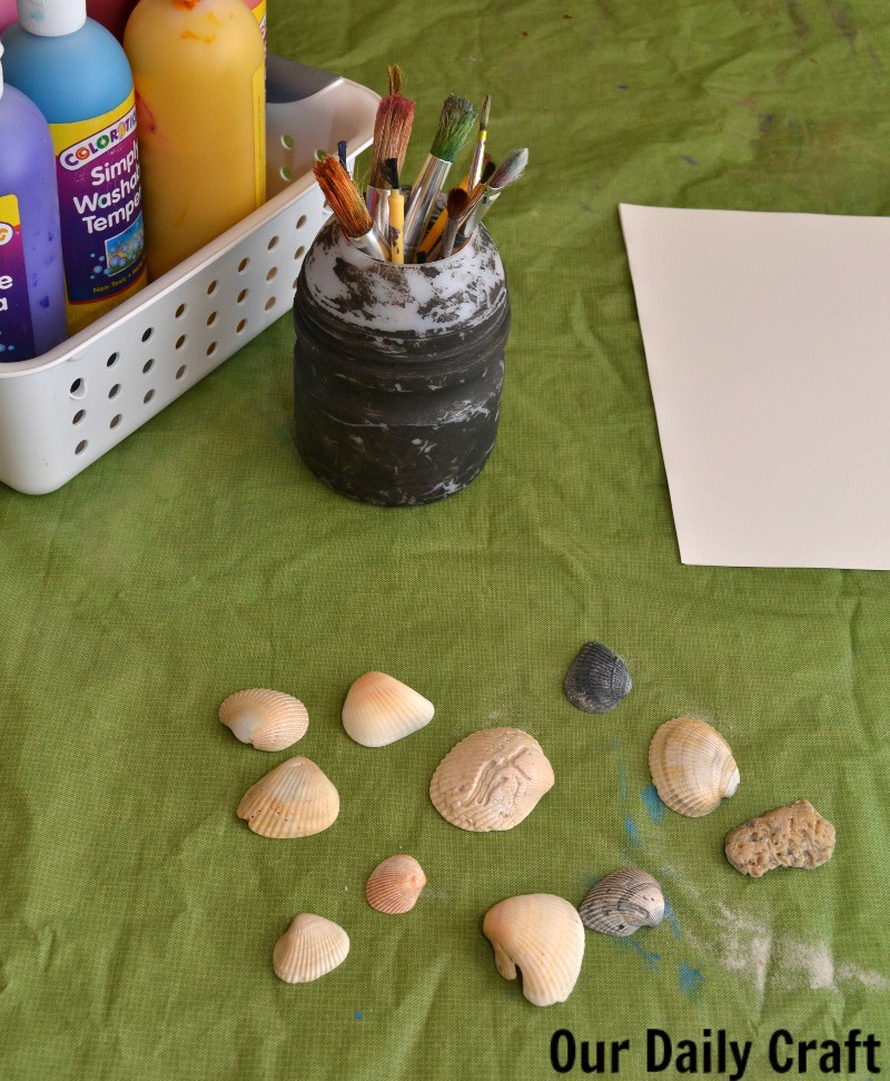 Supplies for painting with and on shells