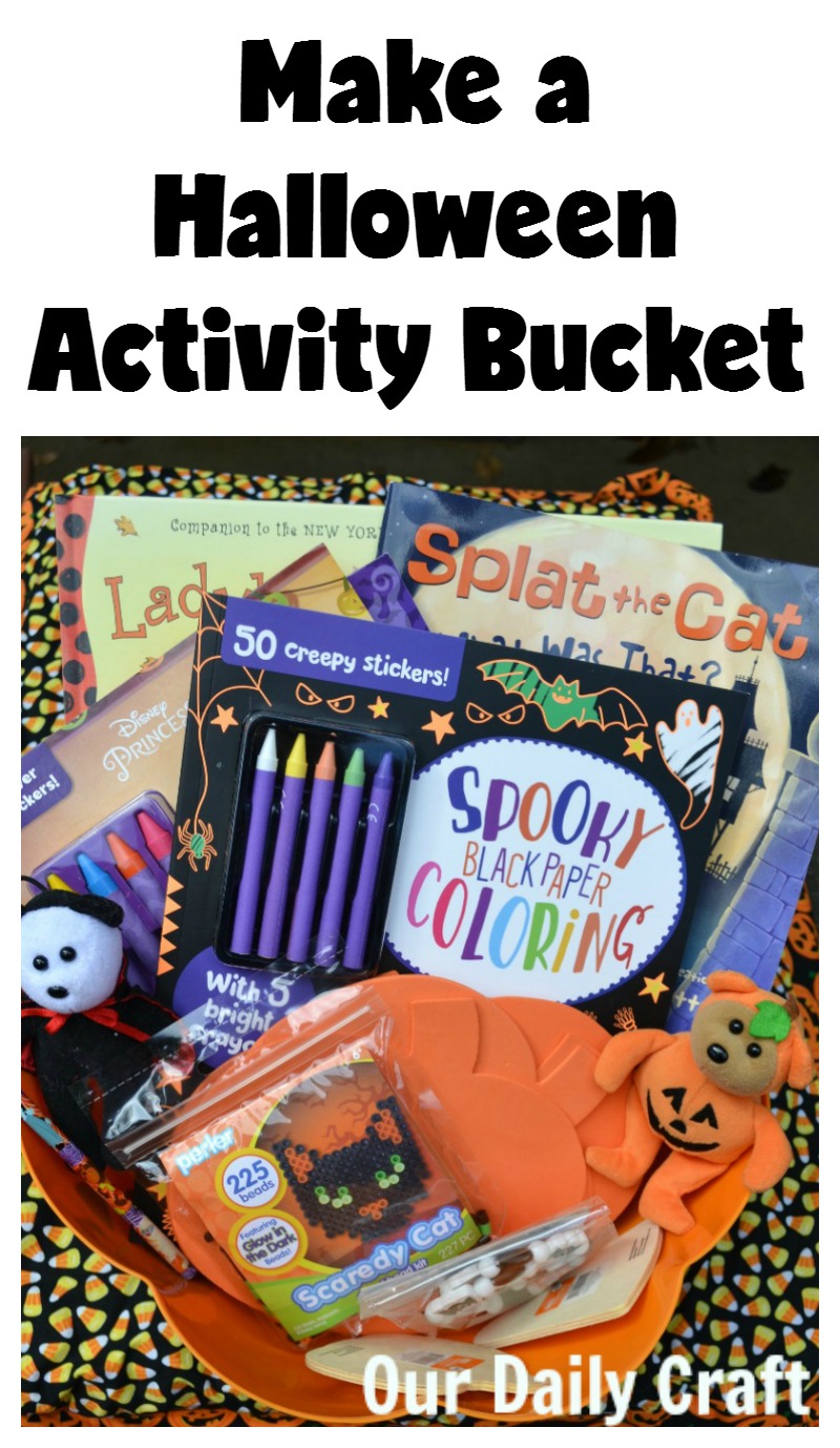 Halloween coloring books and crafts make fun a fun Halloween activity bucket for kids..