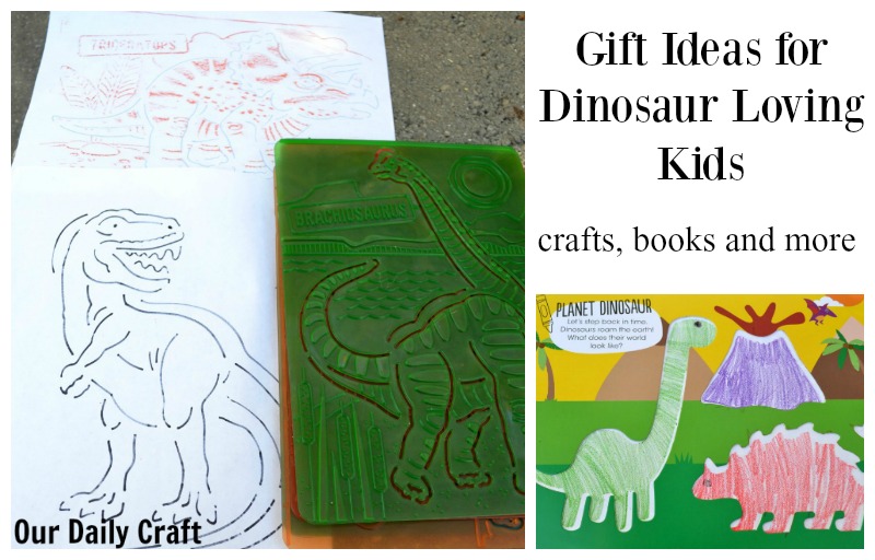 Great gift ideas for the dinosaur loving kids on your list. Crafts, books and more.
