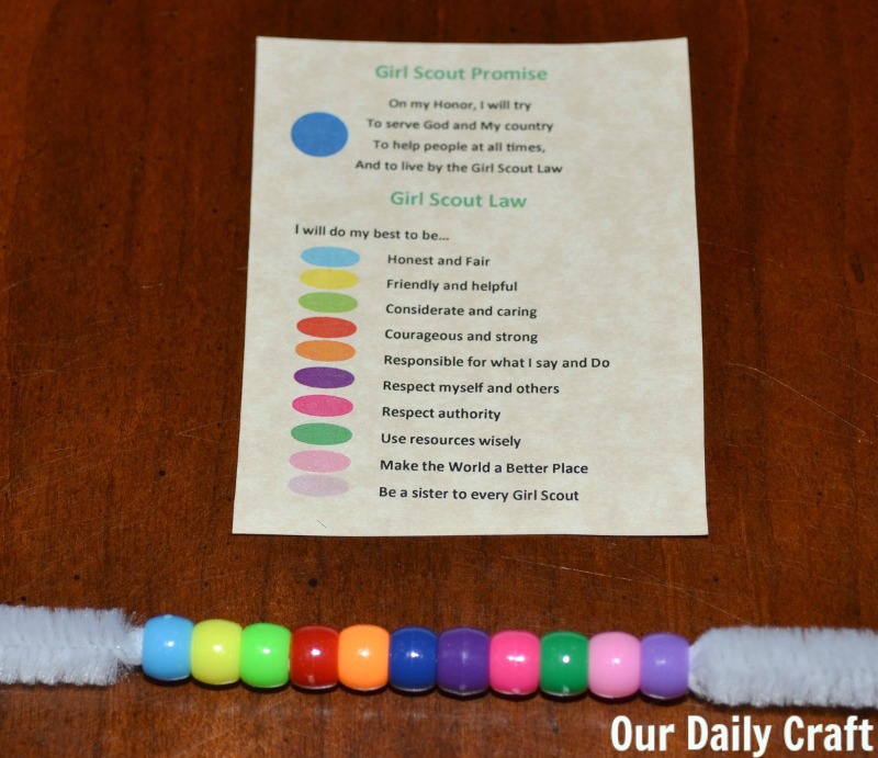 Rainbow beaded pin kit DIY for Daisy Girl Scouts, rainbow parties and more.
