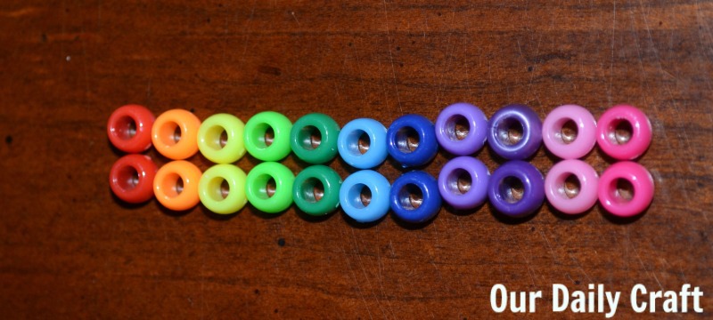 Rainbow beaded pin kit DIY for Daisy Girl Scouts, rainbow parties and more.