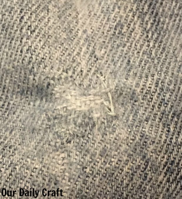 Mend a Fresh Hole in Jeans with Weaving - Our Daily Craft