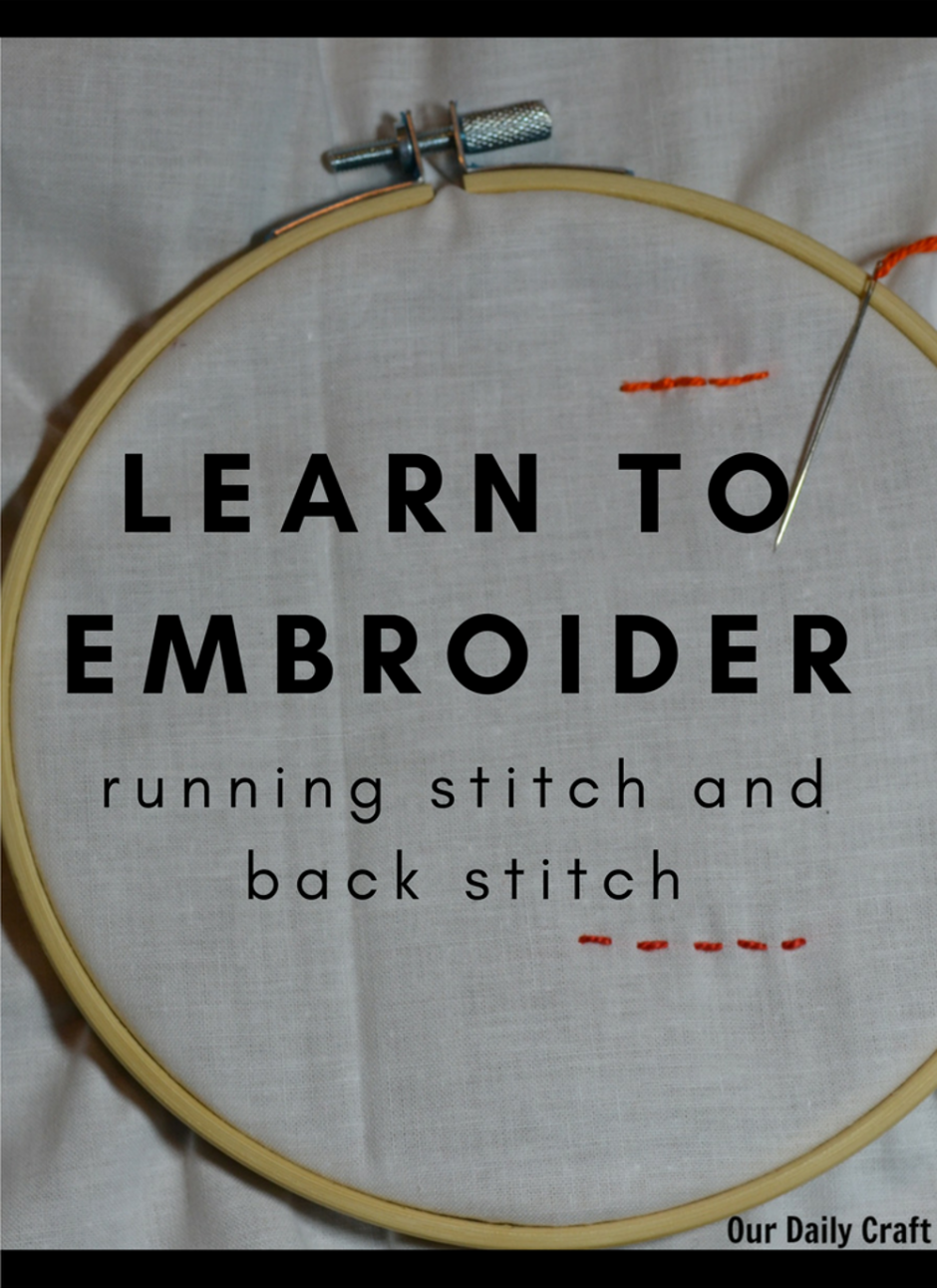 Learn to embroider with basic embroidery sttiches running stitch and back stitch