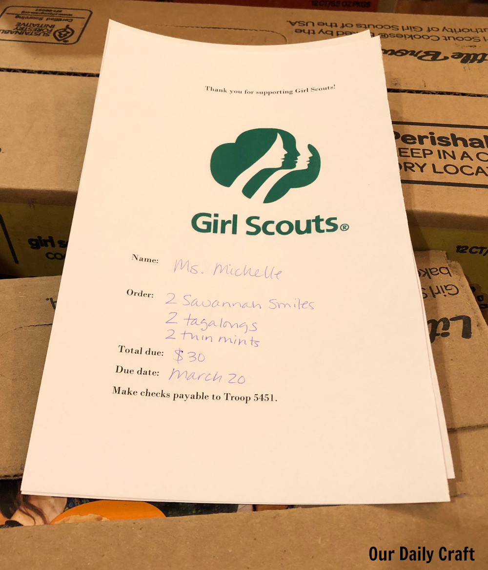 Make Cookie Time Easier With This Printable Girl Scout Cookie Receipt Our Daily Craft