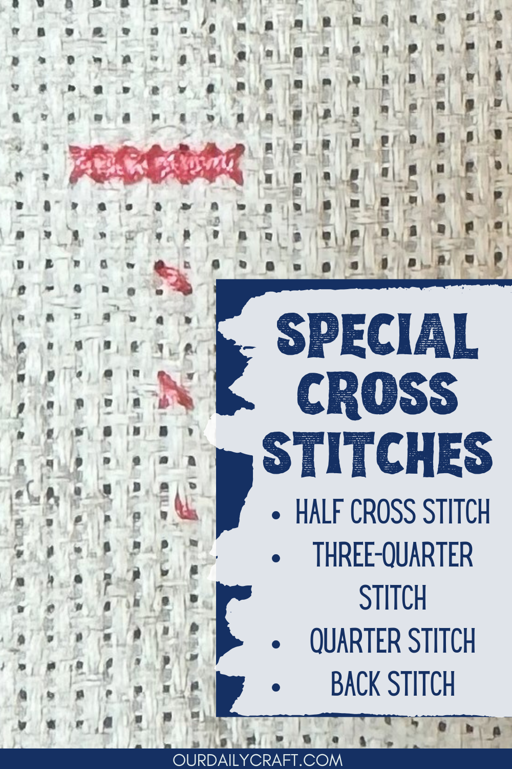 Special Stitching Pattern Special Cross Stitches: Partial Stitches and Back Stitch - Our Daily Craft