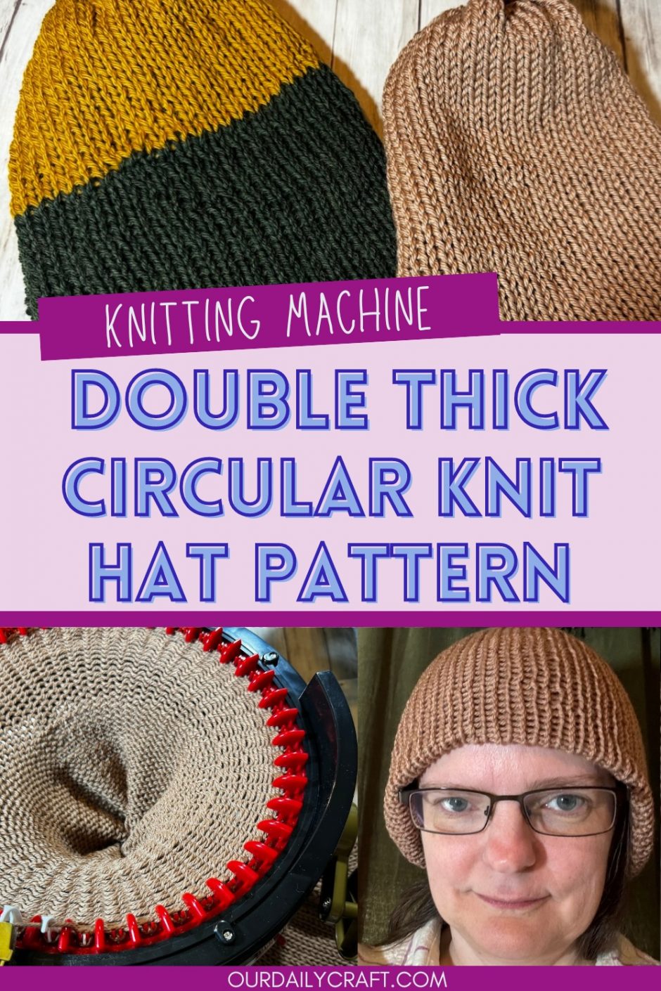 Double Thick Knit Hat on a Circular Knitting Machine - Our Daily Craft